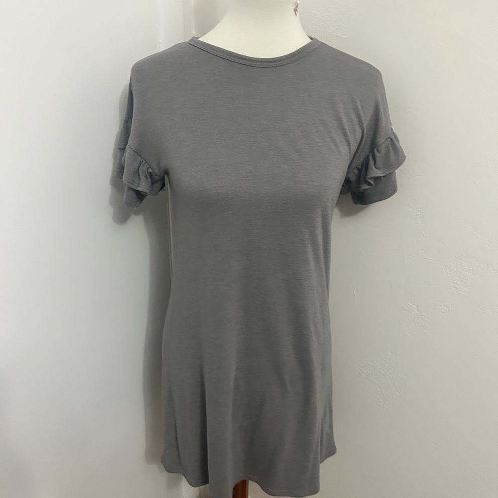 Gray Ruffle Sleeve Women's Dress